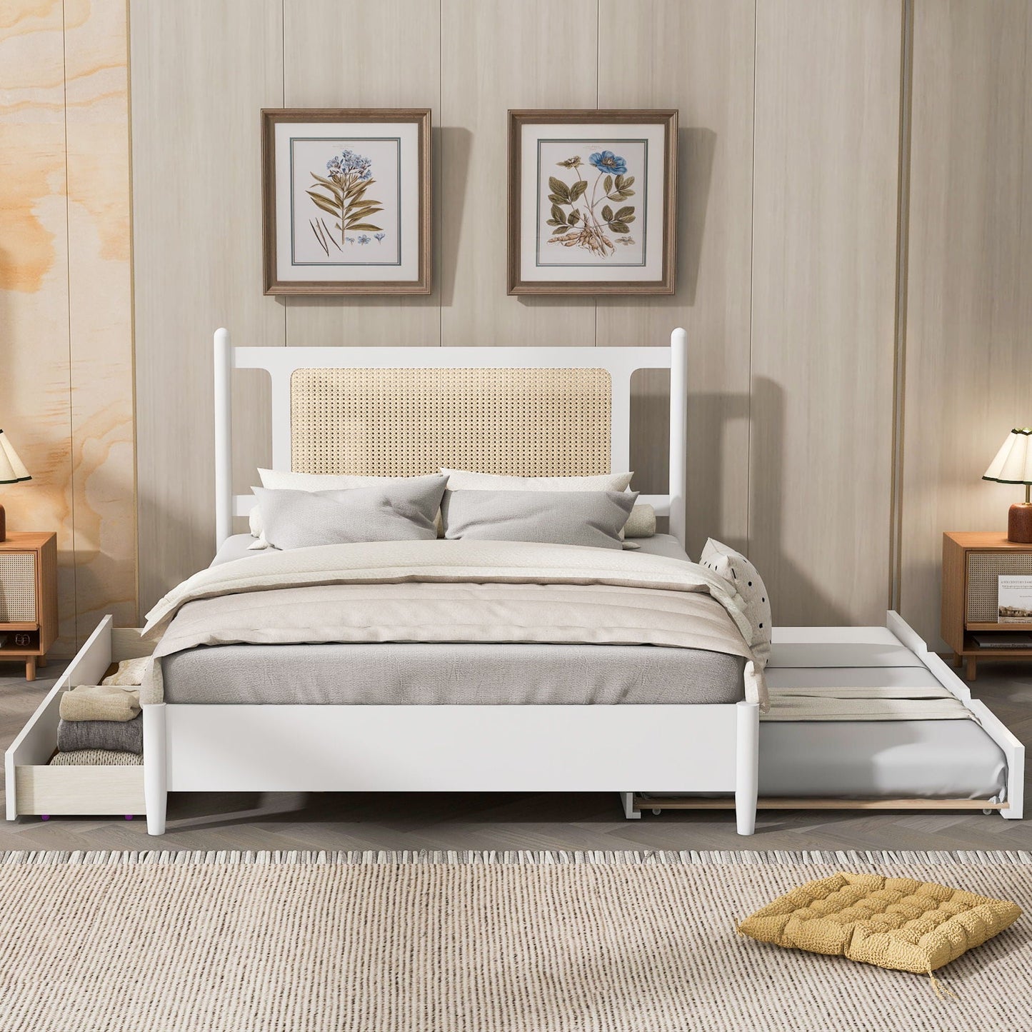 Platform Bed With 2 Big Drawers & Trundle