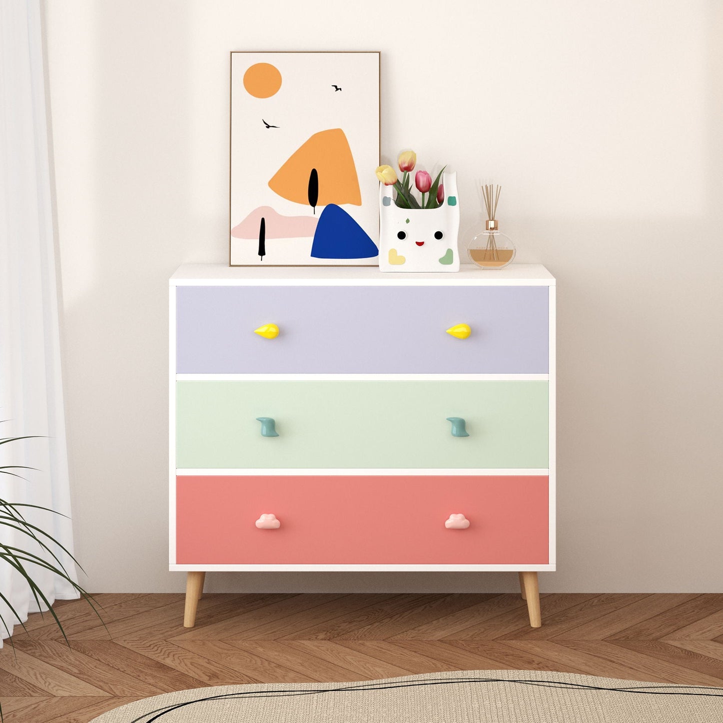 3 Drawer Dresser, Storage Cabinet With Anti Tip Safety