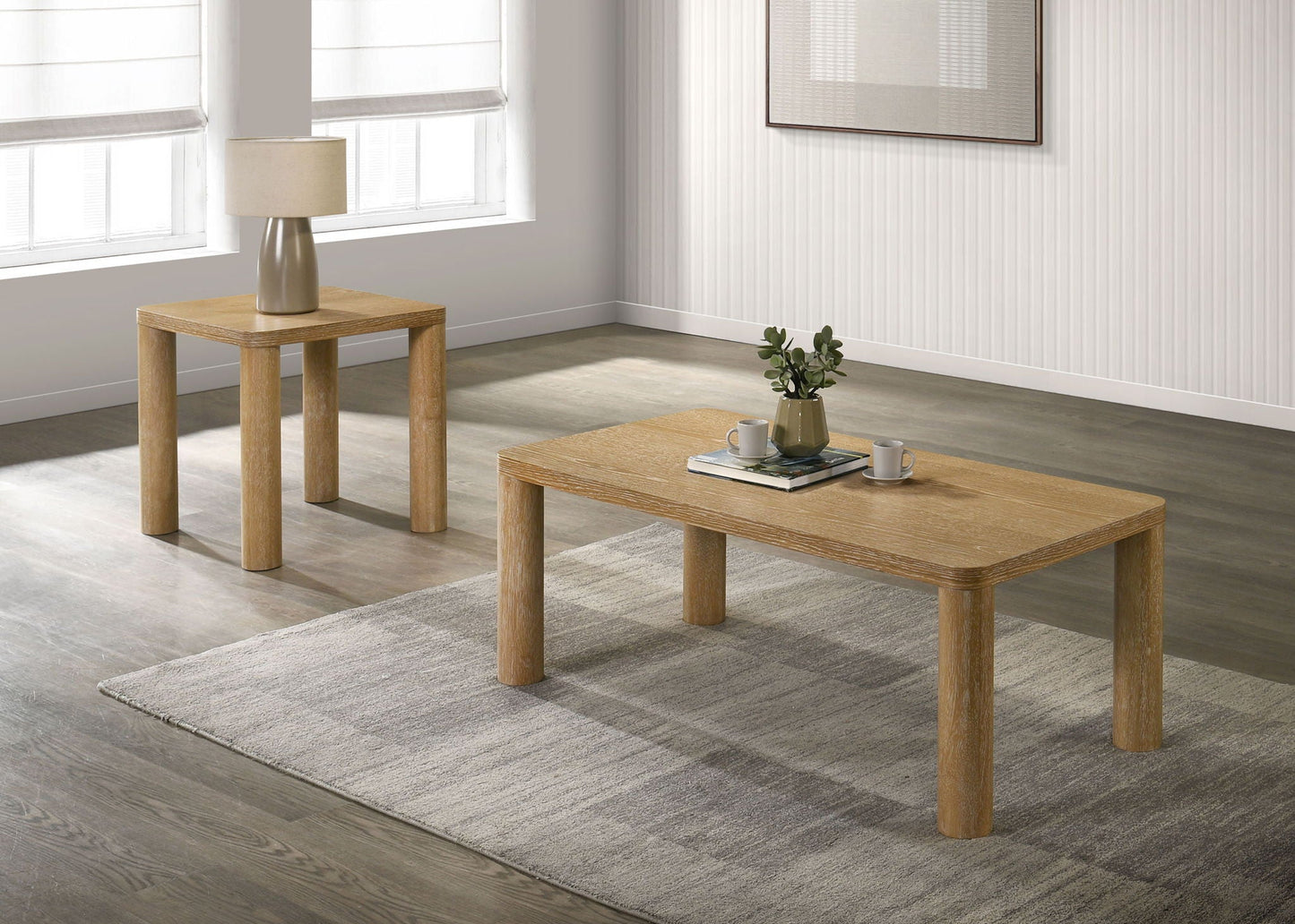 Castlewood Engineered Wood Accent Side End Table Light Oak