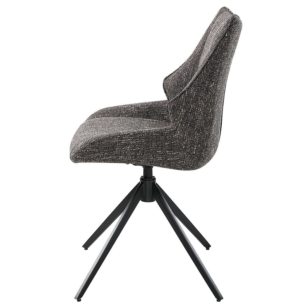 Malika - Side Chair With Swivel (Set of 2) - Brown Chenille
