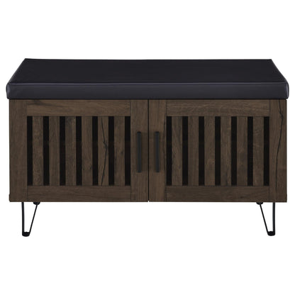 Brixton 2-door Padded Entryway Shoe Storage Bench Smoked Oak