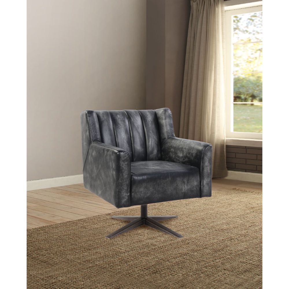 Brancaster - Office Chair - Vintage Black Top Grain Leather