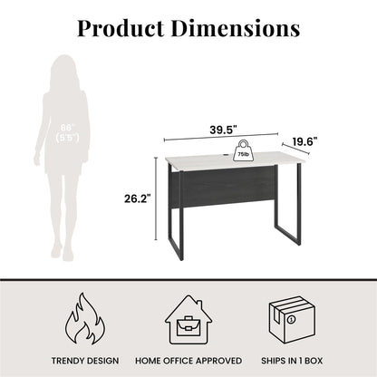 Sorina - Writing Desk - White / Light Oak