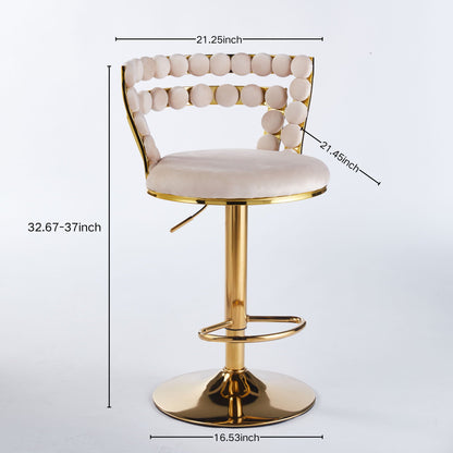 Modern Bar Chair With Iron Tube Legs, Soft Cushions And Comfortable Backrest (Set of 2)