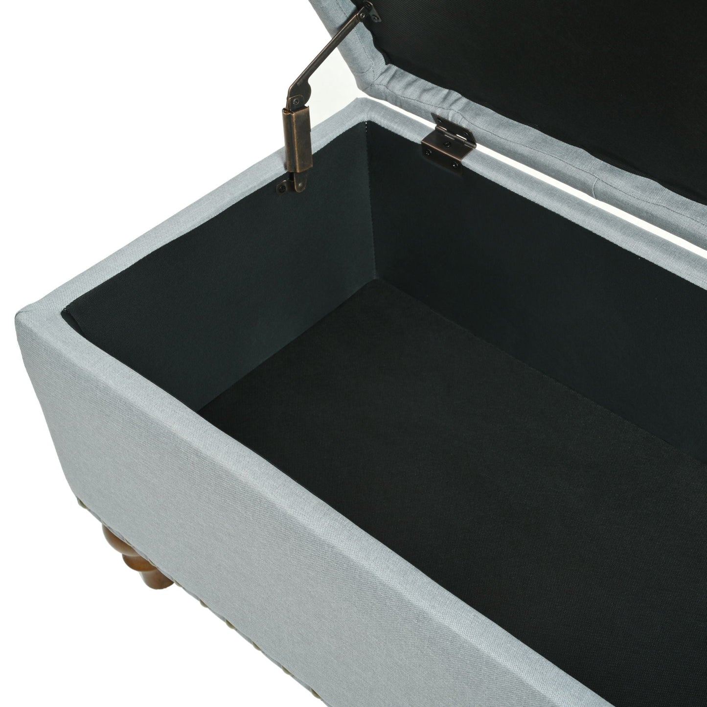 Upholstered Ottoman With Storage And Rivet Trim