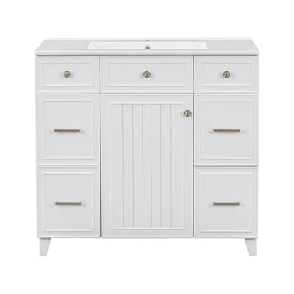 Bathroom Vanity With Ceramic Sink, Soft Close Doors, Adjustable Shelves