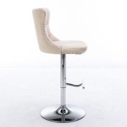 Swivel Barstools Adjusatble Seat Height From 25-33", Modern Upholstered Base Bar Stools With Backs Comfortable Tufted For Home Pub And Kitchen Island (Set of 2)
