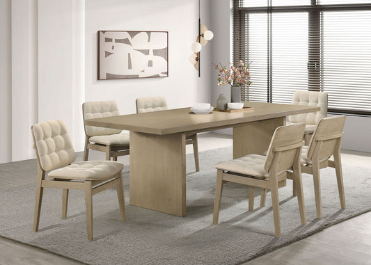 Decker 7-piece 82-inch Rectangular Dining Set Cream and Natural Oak