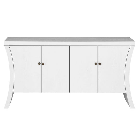 Refined Industrial 4 Door Credenza With Arc Legs & Clasps