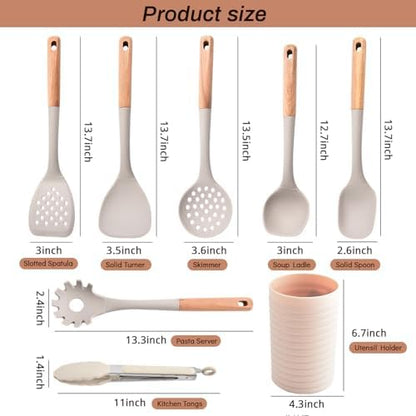 Silicone Cooking Utensils Set 8 Piece with Holder