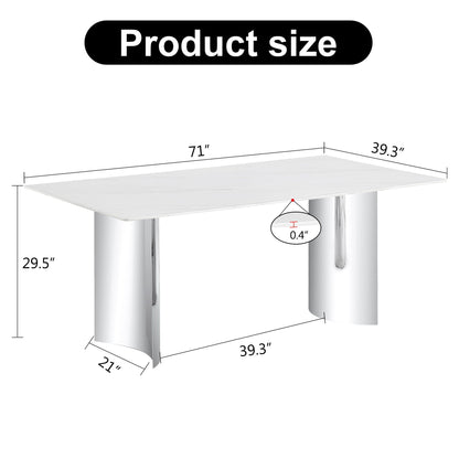 Modern Minimalist Dining Table With Marble Glass Top