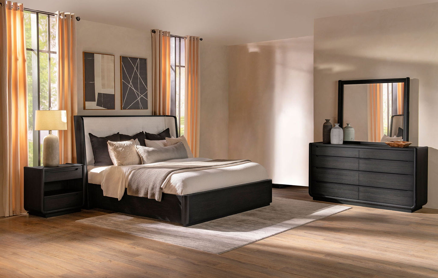 Leandro 4-piece Queen Bedroom Set Burnished Black