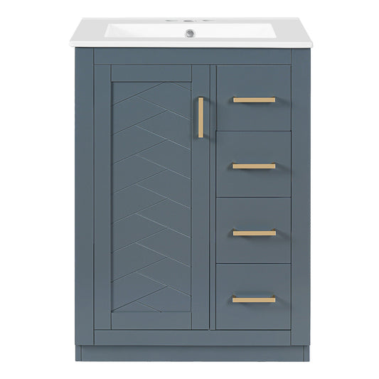 Modern Bathroom Vanity With 1 Door And 3 Drawers