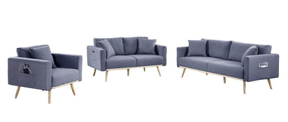 Easton - Fabric Living Room Set With USB Charging Ports Pockets And Pillows (Set of 2)