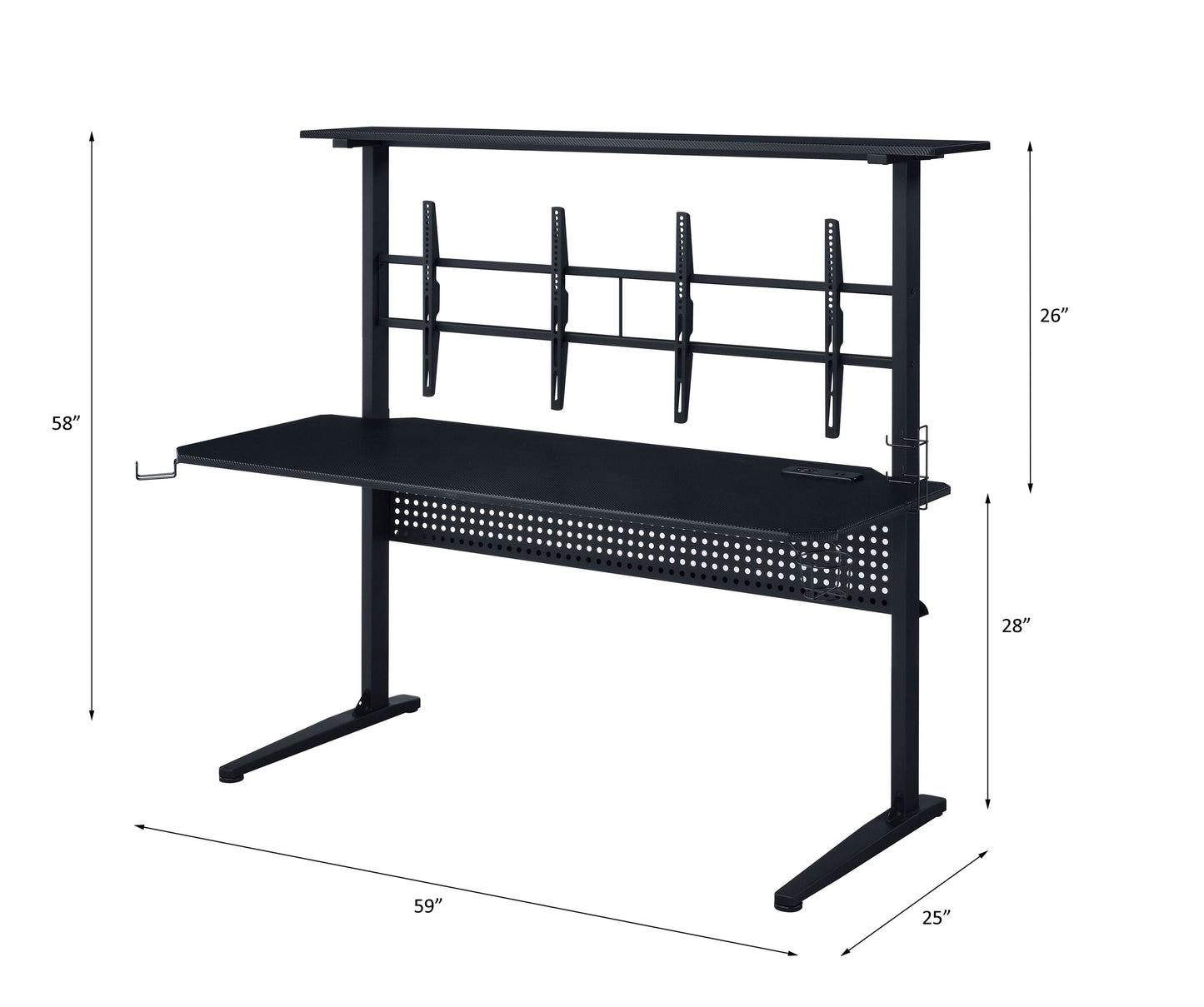 Canzi - Gaming Desk With USB - Black