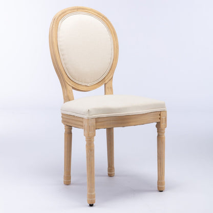 French Style Solid Wood Frame Antique Painting Fabric Back Dining Chair (Set of 2)