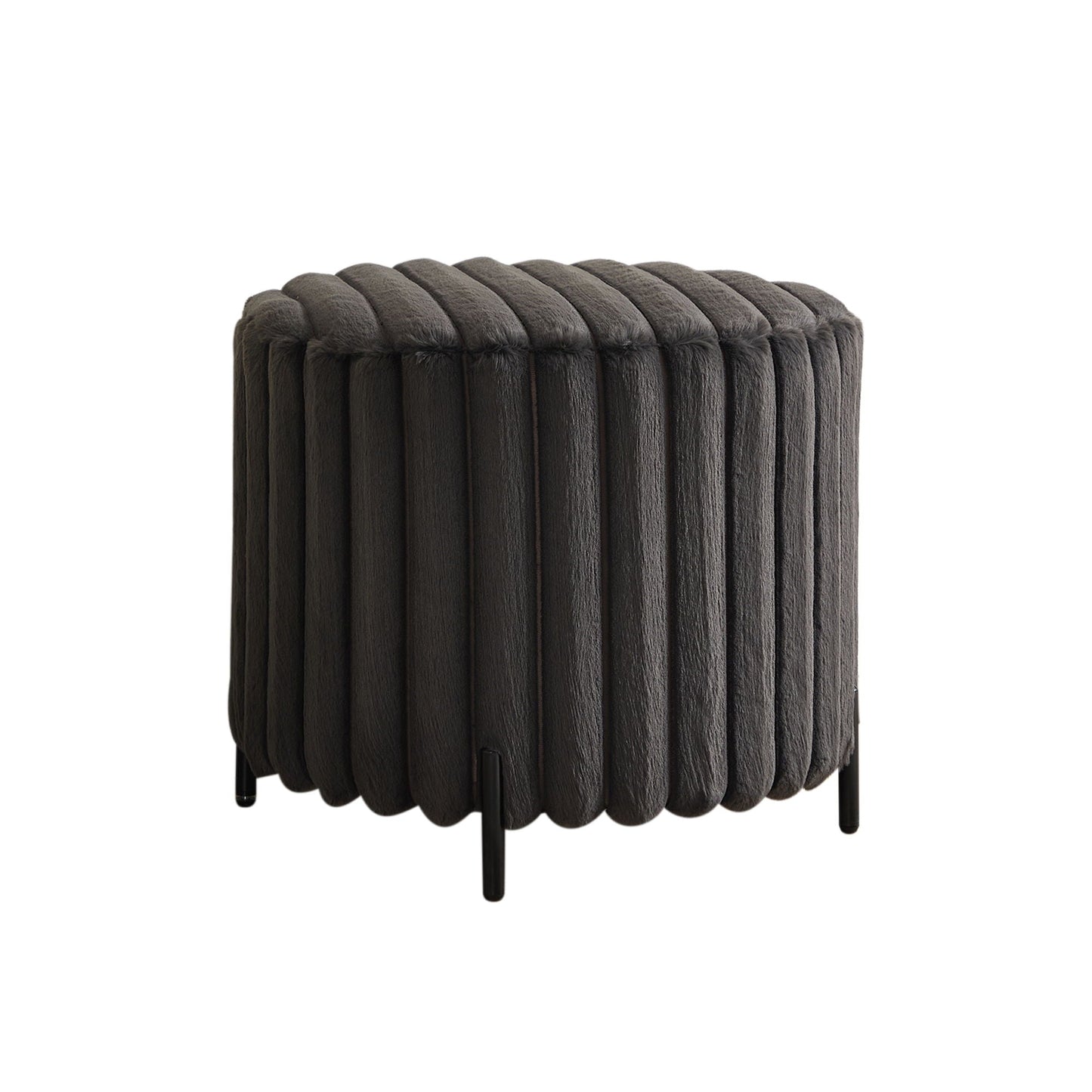 Wide Upholstered Round Pouf Ottoman Foot Rest