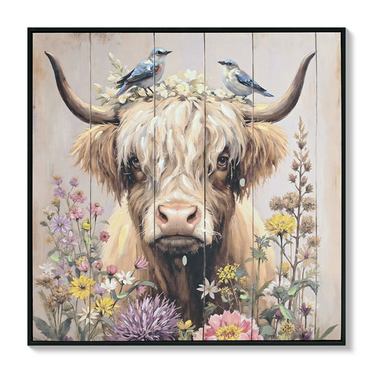 Highland Cow Wall Decor, Picture Canvas Art Print For Living Room - Camel / Brown