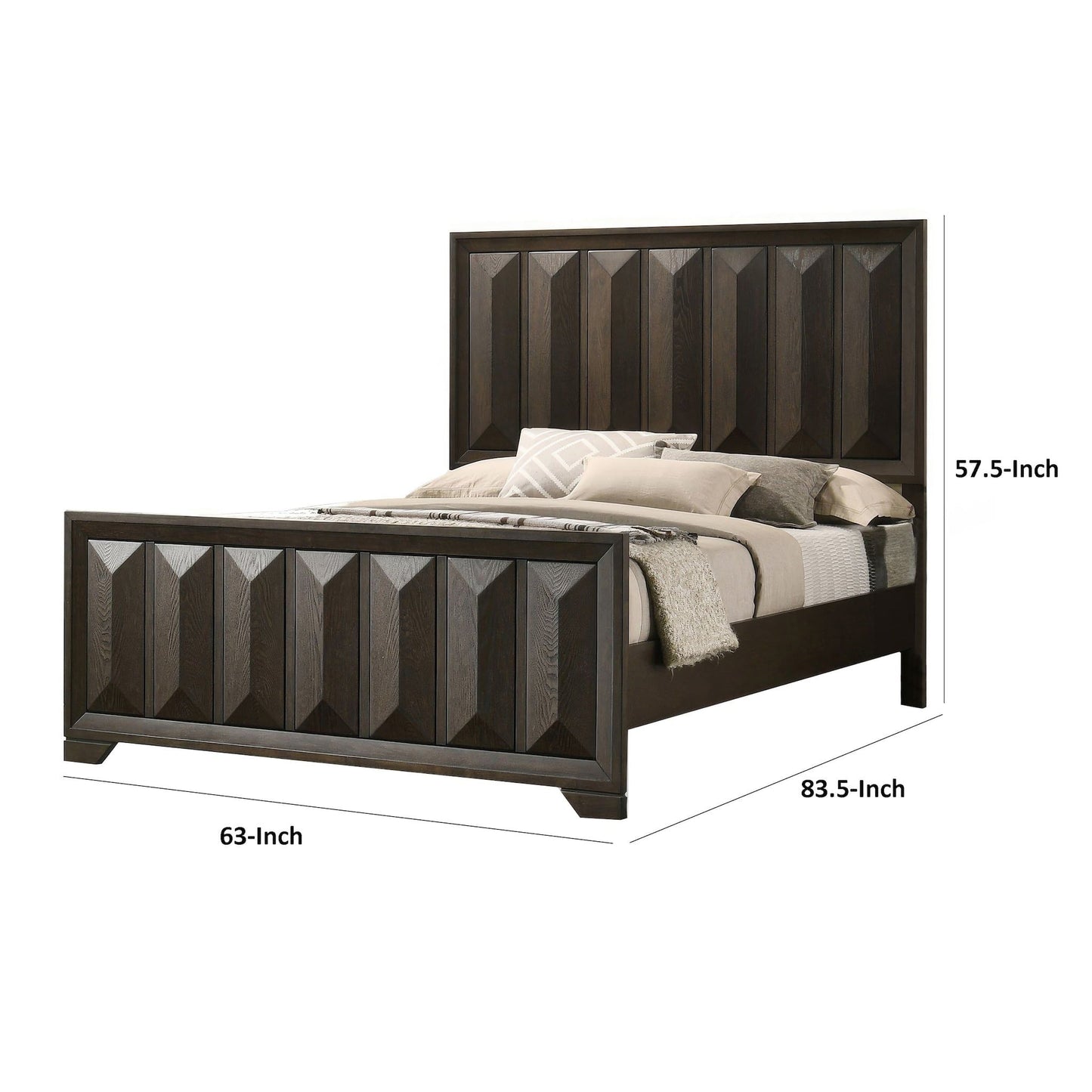 Modern Bed Panel Headboard With Vertical Faceted Design