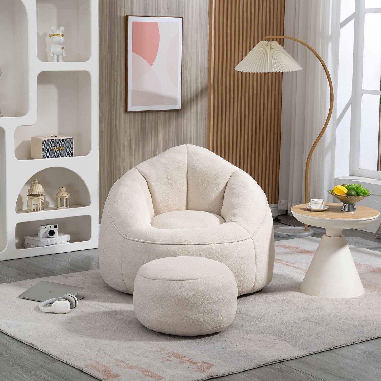 Bedding Bean Bag Sofa Chair High Pressure Foam With Footrest