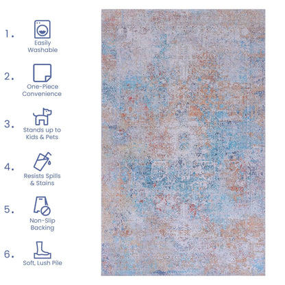 Maval - 6' X 9' Washable Area Rug - Yellow