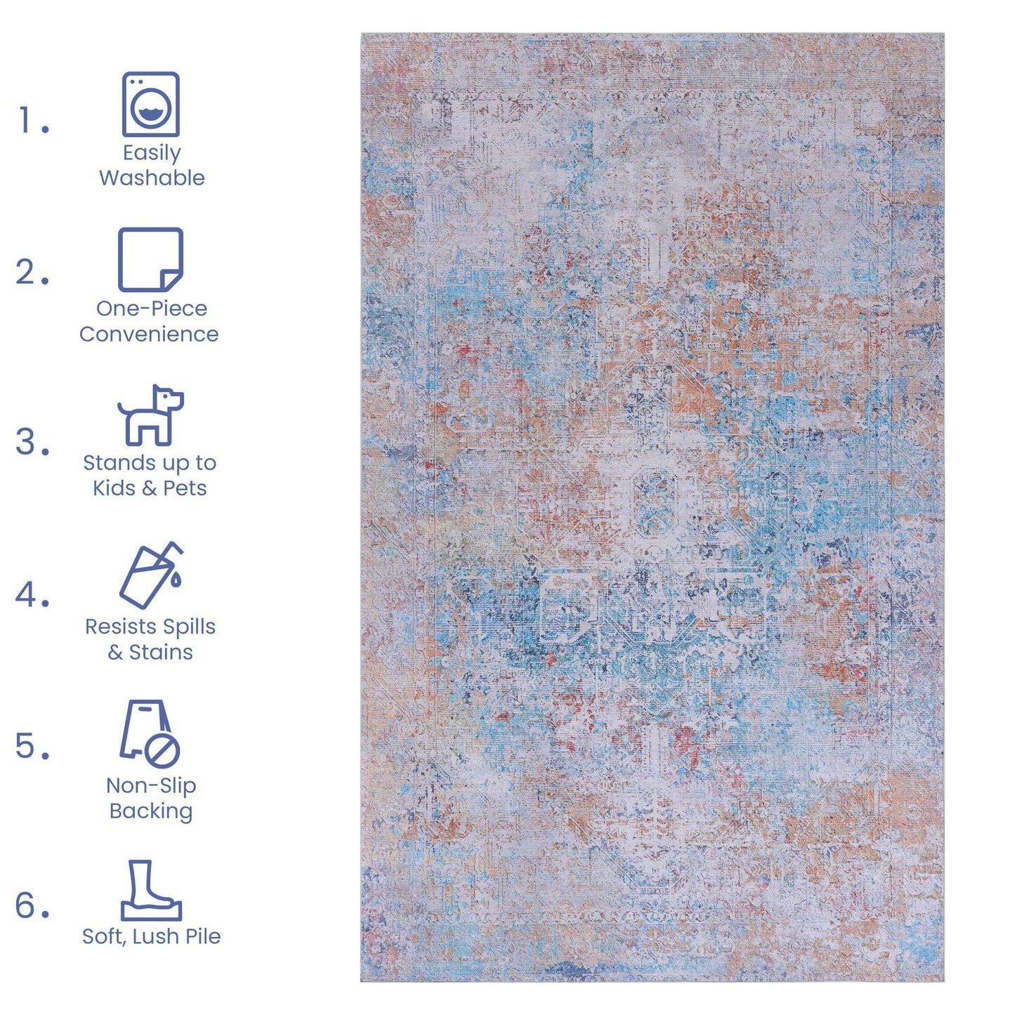Maval - 8' X 10' Washable Area Rug - Yellow