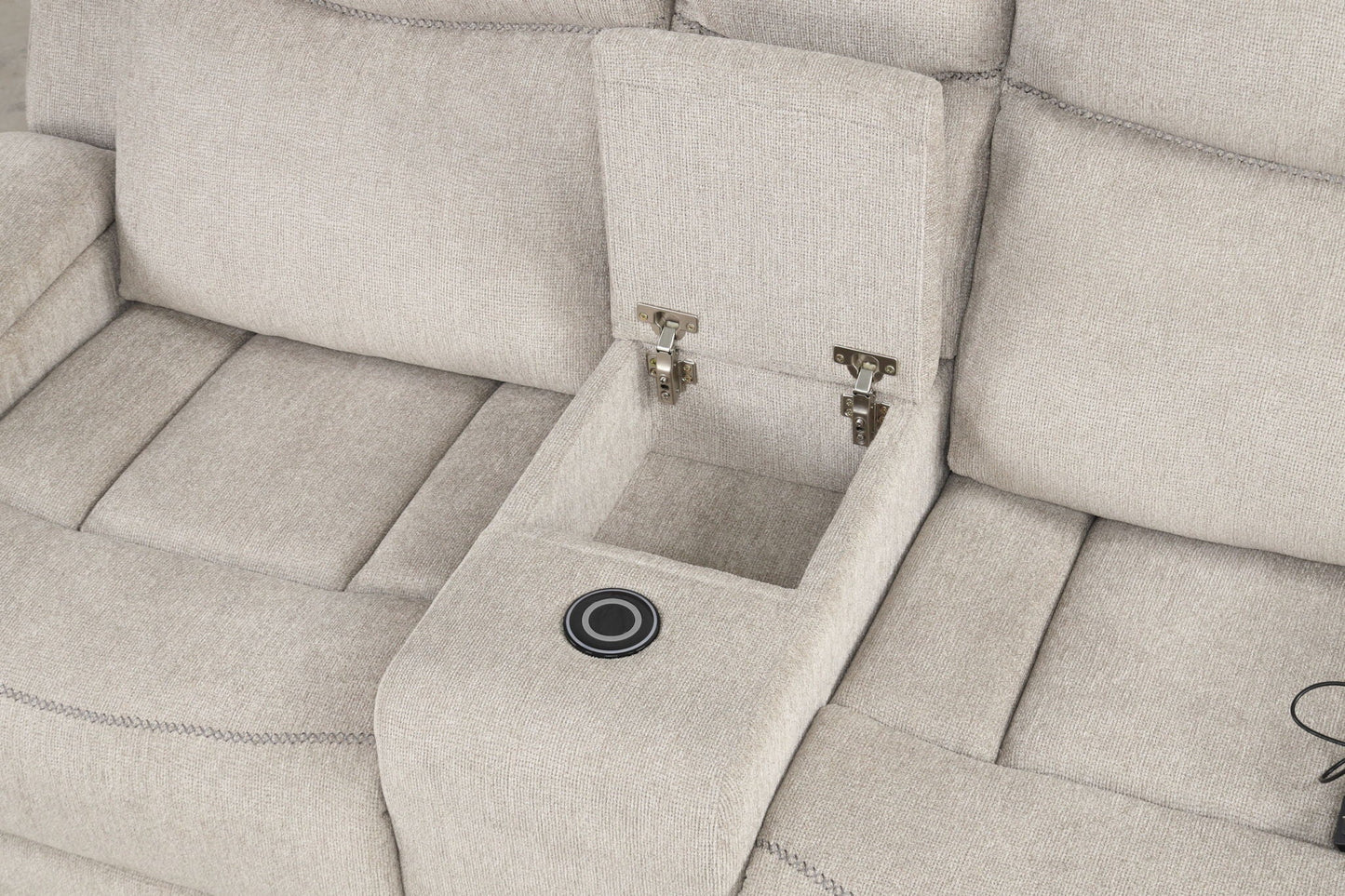 Galya - Motion Loveseat With Console - Light Gray