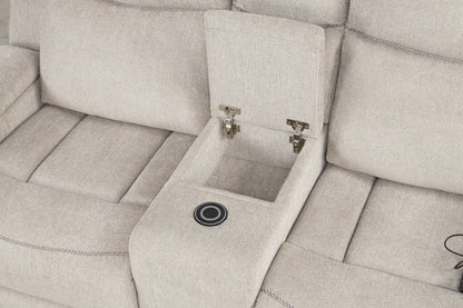 Galya - Motion Loveseat With Console - Light Gray