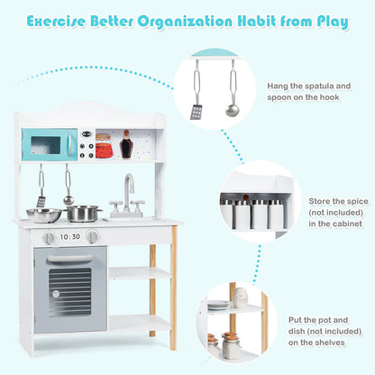 Kids Kitchen Cookware Pretend Cooking Food Play Set