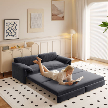 Queen Pull Out Sofa Bed With Side Storage