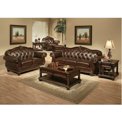Anondale - Sofa - Espresso Top Grain Leather Match & Cherry
