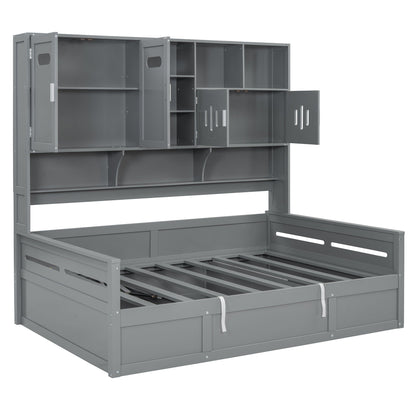 Daybed With All-In-One Cabinet And Shelf