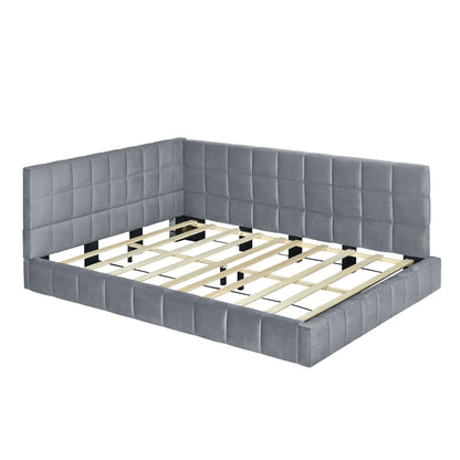 Full Size Upholstered Classic Mid Century Modern Daybed / Sofa Bed Frame, Elegant Design - Gray