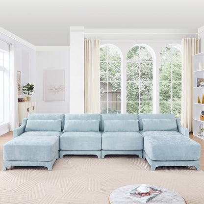 Stylish Sofa With Ottoman And Lumbar Pillows, Ergonomic Design