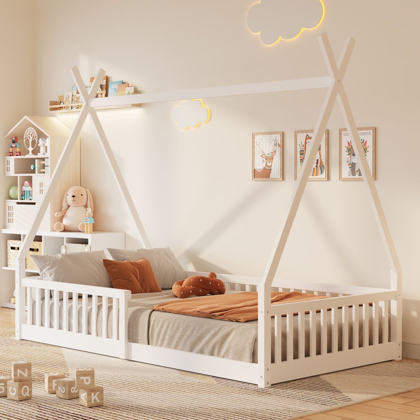 House Shaped Design Bed With Fence