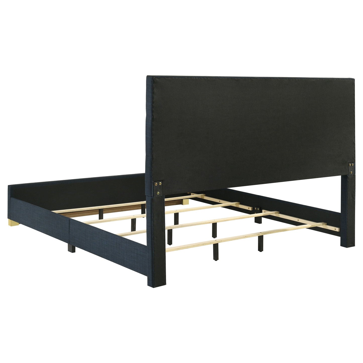 Ines 56-inch Fabric Upholstered Eastern King Panel Bed Navy