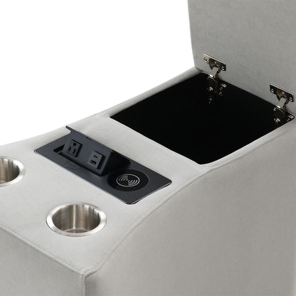 Emee - Console With USB - Gray Corduroy
