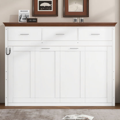Twin Size Murphy Bed With 3 Drawers - White