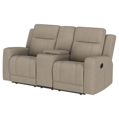 Brentwood Upholstered Motion Reclining Loveseat Taupe