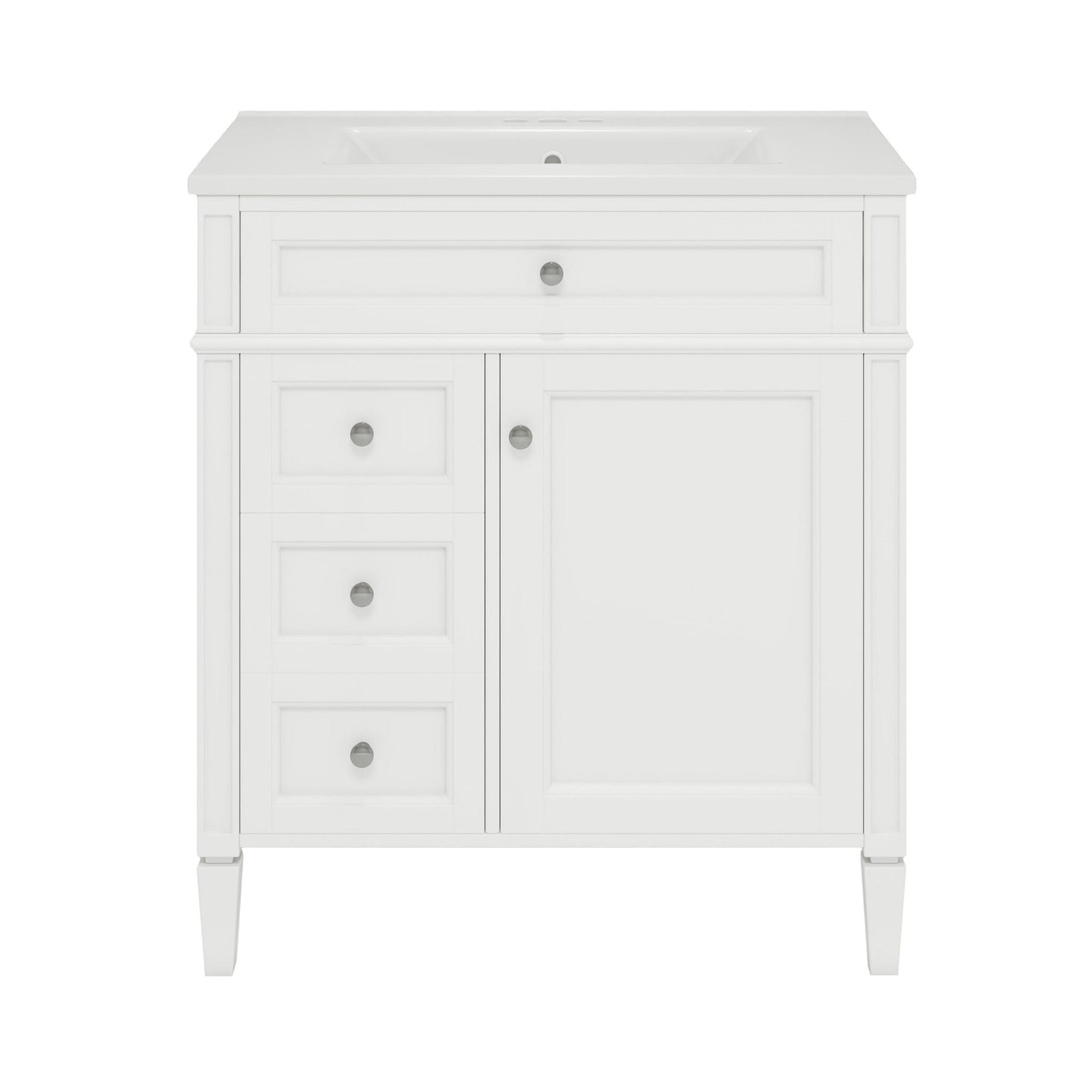 Bathroom Vanity With Top Sink, Modern Bathroom Storage Cabinet With 2 Drawers And A Tip-Out Drawer