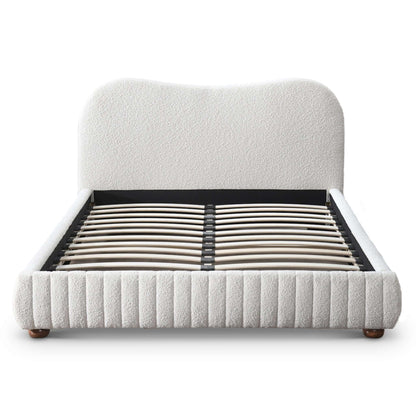 Norme - Queen Size Upholstered Low Profile Platform Bed - Cream