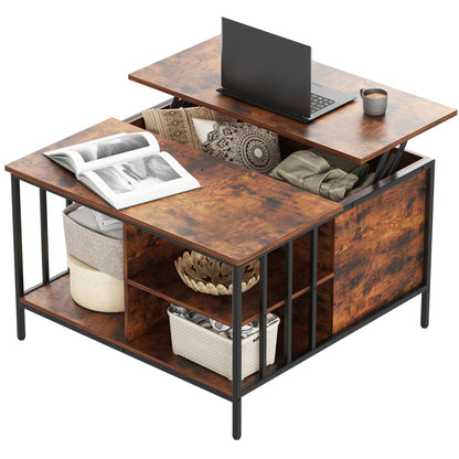Lift Top Coffee Table With Storage Adjustable Height - Black