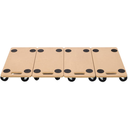 Furniture Moving Dolly, Heavy Duty Wood Rolling Mover With Wheels For Piano Couch Fridge Heavy Items, Securely Holds 500 Lbs (Set of 4) - Natural