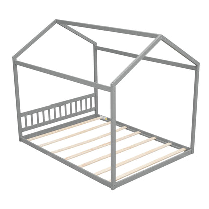 Wooden House Bed With Headboard