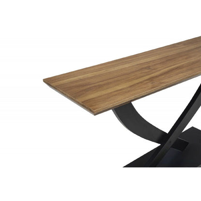 Entryway Console Table With Cross Legs Design - Natural / Espresso