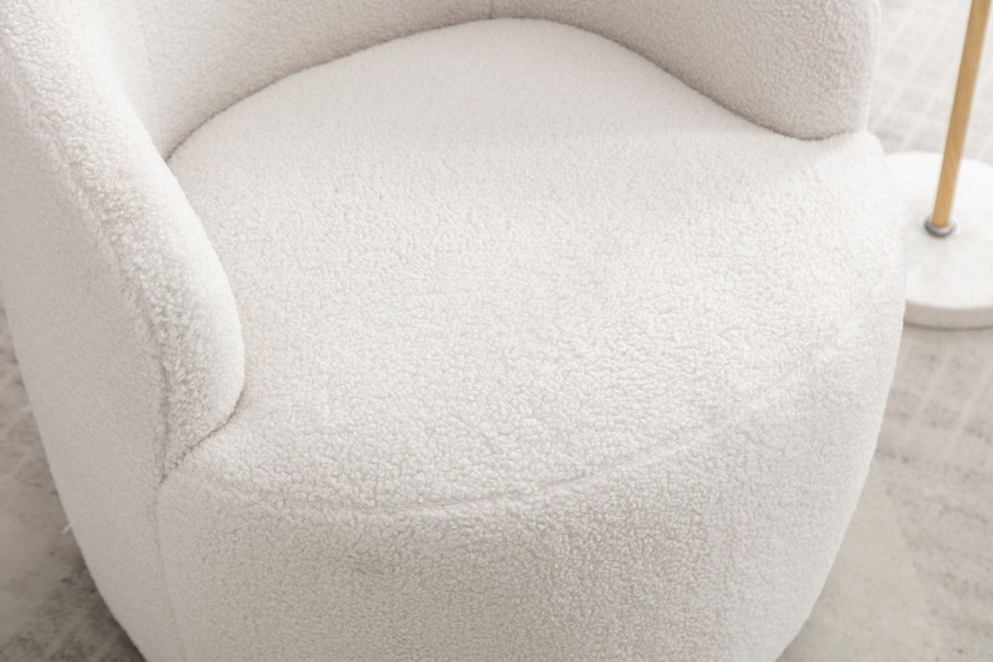 Teddy Fabric Swivel Accent Armchair Barrel Chair With Powder Coating Metal Ring