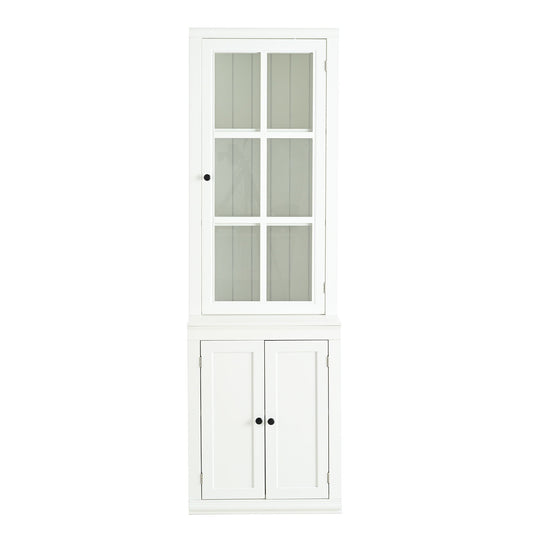 Retro Style Hutch Cabinet With Glass Door, China Cabinet For Home