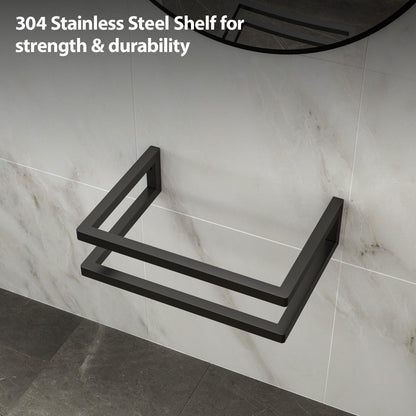 Wall Mounted Rectangular Bathroom Sink With Towel Bar And Faucet Hole - White