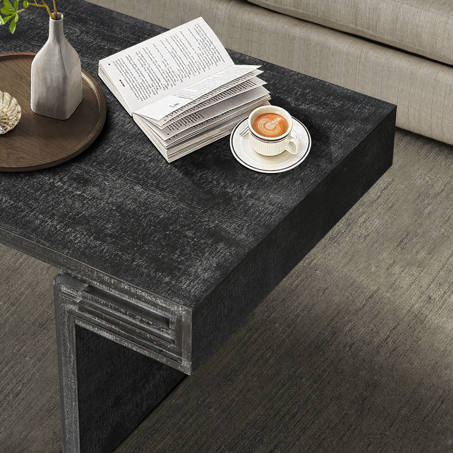 American Vintage Industrial Coffee Table, Double Tier Design