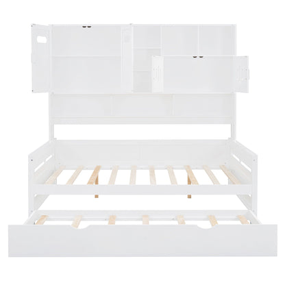 Daybed With All-In-One Cabinet And Shelf